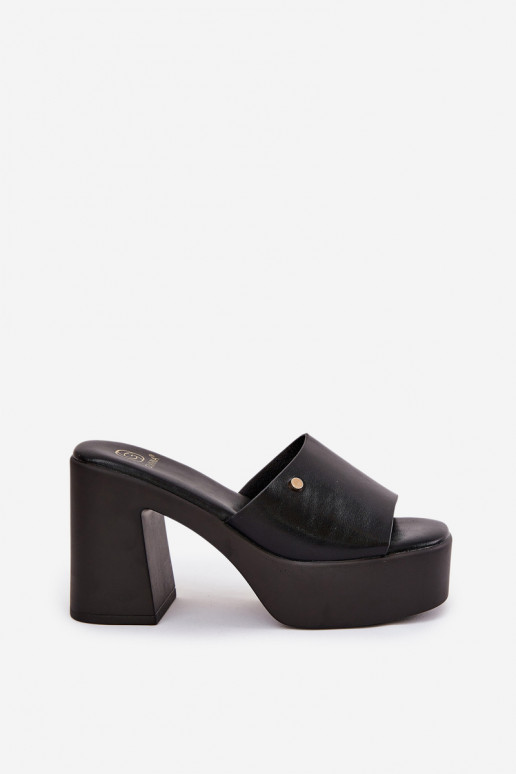 Čības no eko ādas ar papēdi  Melns Tamirella  Čības no eko ādas ar papēdi  Melns Tamirella