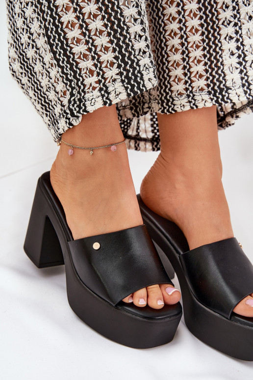 Čības no eko ādas ar papēdi  Melns Tamirella  Čības no eko ādas ar papēdi  Melns Tamirella