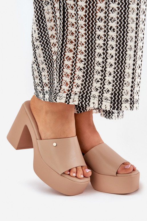 Čības no eko ādas ar papēdi  Haki krāsas Tamirella  Čības no eko ādas ar papēdi  Haki krāsas Tamirella