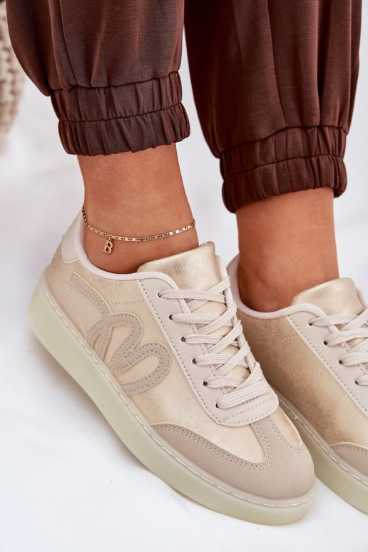 Zems sporta apavi Sieviešu no eko ādas Zelta krāsas-smilšu krāsas Iladira