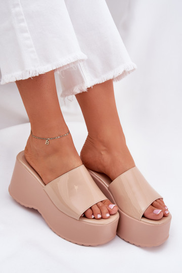 Laque sieviešu čības ar platformu I Koturnie smilšu krāsas Nellevia 2