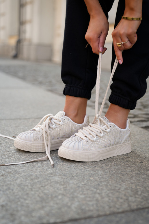 Sneakers modeļa apavi Sieviešu Ar Dekorāciju ar platformu smilšu krāsas Eanneth Sneakers modeļa apavi Sieviešu Ar Dekorāciju ar platformu smilšu krāsas Eanneth