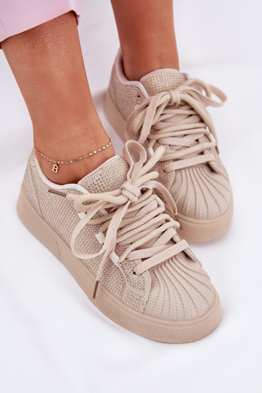 Sneakers modeļa apavi Sieviešu Ar Dekorāciju ar platformu smilšu krāsas Eanneth Sneakers modeļa apavi Sieviešu Ar Dekorāciju ar platformu smilšu krāsas Eanneth