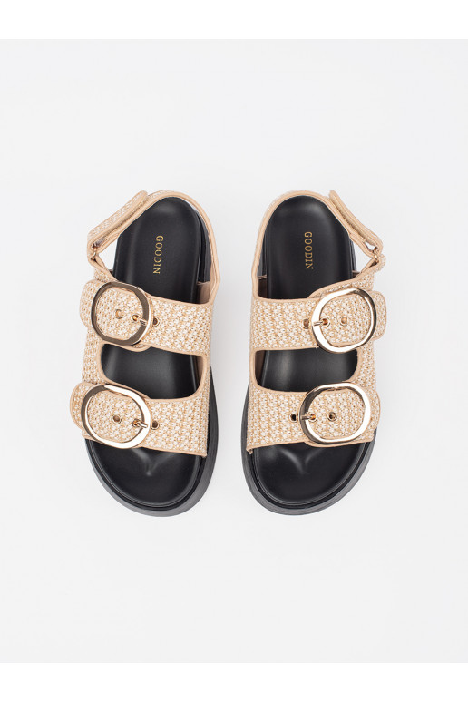 sandales ar platformu bēšs-białą kratkę sandales ar platformu bēšs-białą kratkę