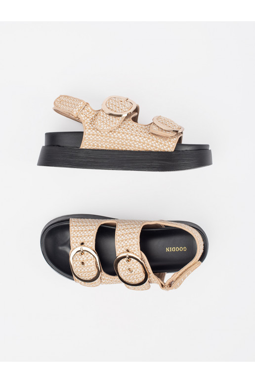 sandales ar platformu bēšs-białą kratkę sandales ar platformu bēšs-białą kratkę