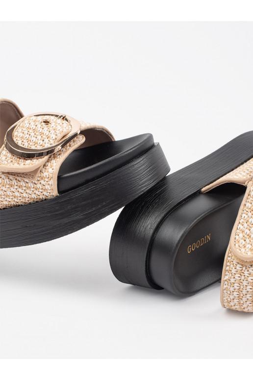 sandales ar platformu bēšs-białą kratkę sandales ar platformu bēšs-białą kratkę