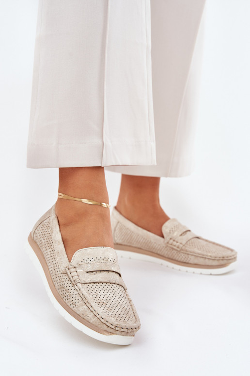 sieviešu mokasīni no eko ādas Zelta krāsas Bralithia