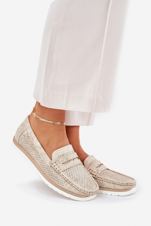 sieviešu mokasīni no eko ādas Zelta krāsas Bralithia