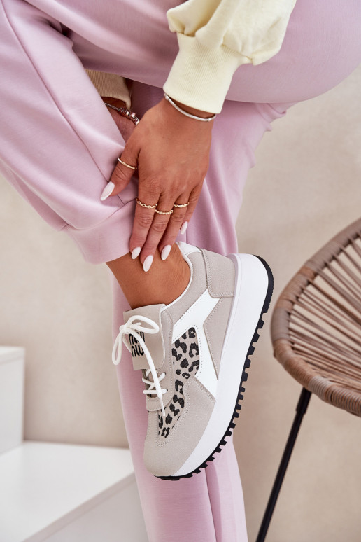 sporta apavi  modeļa apavi  ar platformu ar leoparda kažokādas rakstu Baltas-smilšu krāsas Pumbes