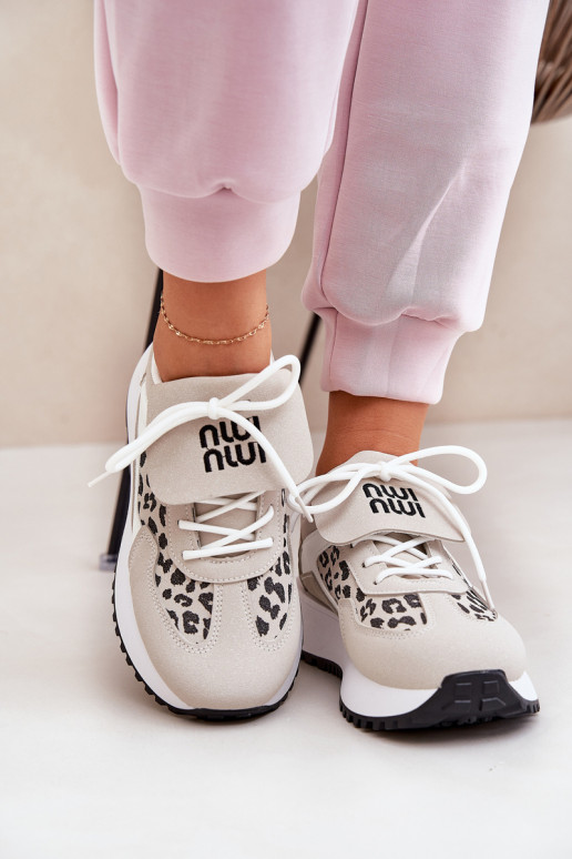 sporta apavi  modeļa apavi  ar platformu ar leoparda kažokādas rakstu Baltas-smilšu krāsas Pumbes