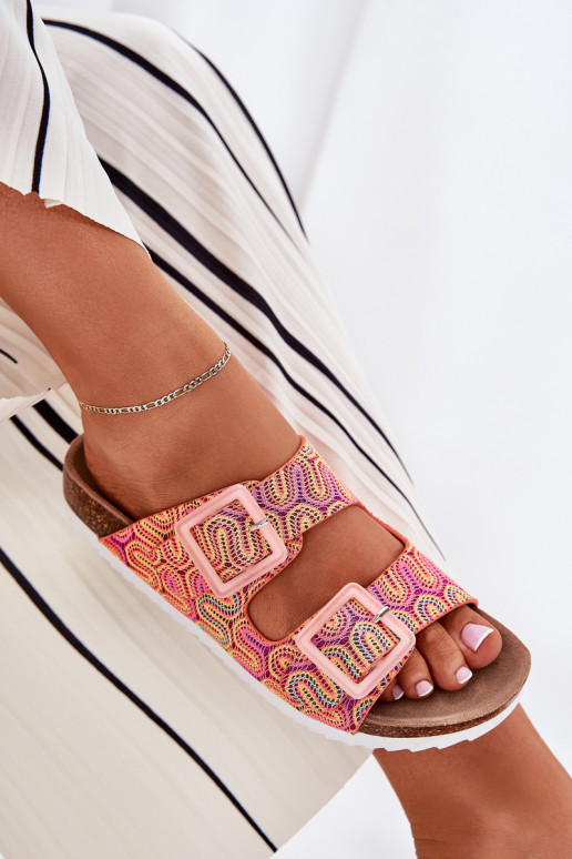 Sieviešu čības ar sprādzēm un mirdzoši S.Barski RB51-006 oranžā krāsā