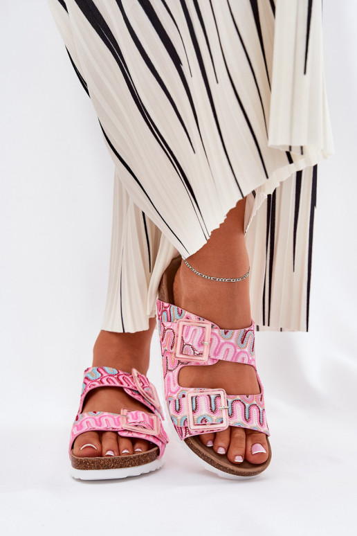 sieviešu čības ar sprādzēm  S.Barski RB51-006 Rozā krāsas sieviešu čības ar sprādzēm  S.Barski RB51-006 Rozā krāsas