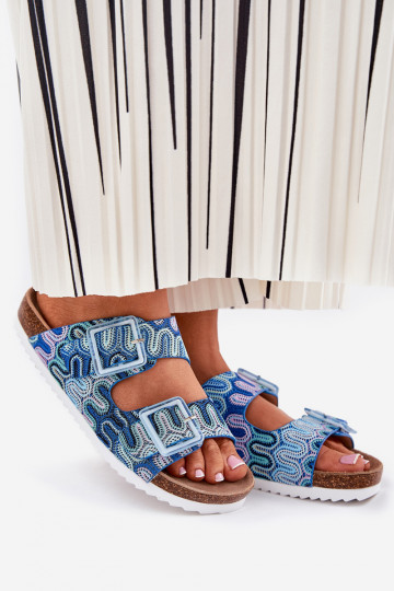 sieviešu čības ar sprādzēm  S.Barski RB51-006 Zilas krāsas