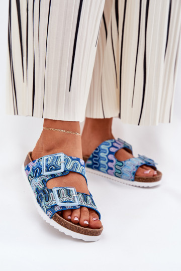 sieviešu čības ar sprādzēm  S.Barski RB51-006 Zilas krāsas 2