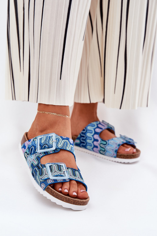 sieviešu čības ar sprādzēm  S.Barski RB51-006 Zilas krāsas sieviešu čības ar sprādzēm  S.Barski RB51-006 Zilas krāsas