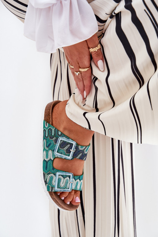 sieviešu čības ar sprādzēm  S.Barski RB51-006 Zaļas krāsas sieviešu čības ar sprādzēm  S.Barski RB51-006 Zaļas krāsas