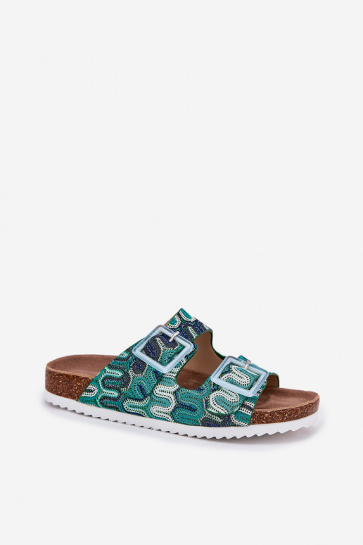 sieviešu čības ar sprādzēm  S.Barski RB51-006 Zaļas krāsas sieviešu čības ar sprādzēm  S.Barski RB51-006 Zaļas krāsas