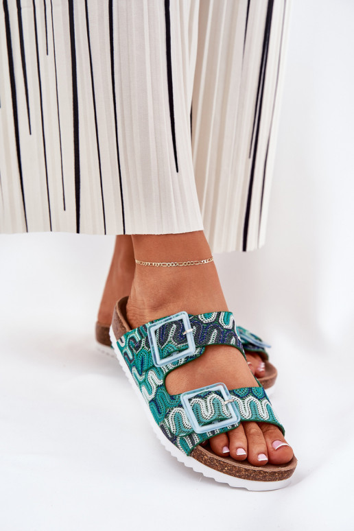 sieviešu čības ar sprādzēm  S.Barski RB51-006 Zaļas krāsas sieviešu čības ar sprādzēm  S.Barski RB51-006 Zaļas krāsas