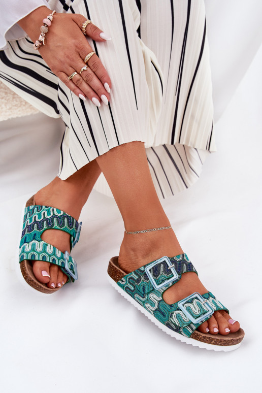 sieviešu čības ar sprādzēm  S.Barski RB51-006 Zaļas krāsas sieviešu čības ar sprādzēm  S.Barski RB51-006 Zaļas krāsas