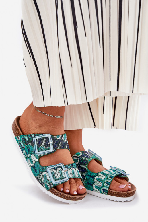 sieviešu čības ar sprādzēm  S.Barski RB51-006 Zaļas krāsas sieviešu čības ar sprādzēm  S.Barski RB51-006 Zaļas krāsas