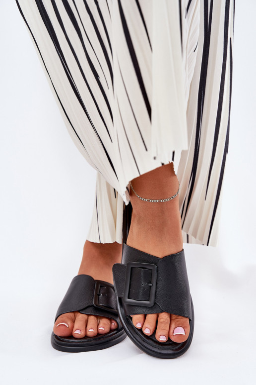 Čibas no dabīgas ādas  ar sprādzēm D&A SJ2302-01 Melns Čibas no dabīgas ādas  ar sprādzēm D&A SJ2302-01 Melns