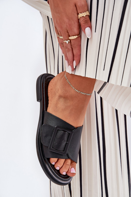 Čibas no dabīgas ādas  ar sprādzēm D&A SJ2302-01 Melns Čibas no dabīgas ādas  ar sprādzēm D&A SJ2302-01 Melns