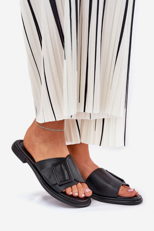 Čibas no dabīgas ādas  ar sprādzēm D&A SJ2302-01 Melns Čibas no dabīgas ādas  ar sprādzēm D&A SJ2302-01 Melns