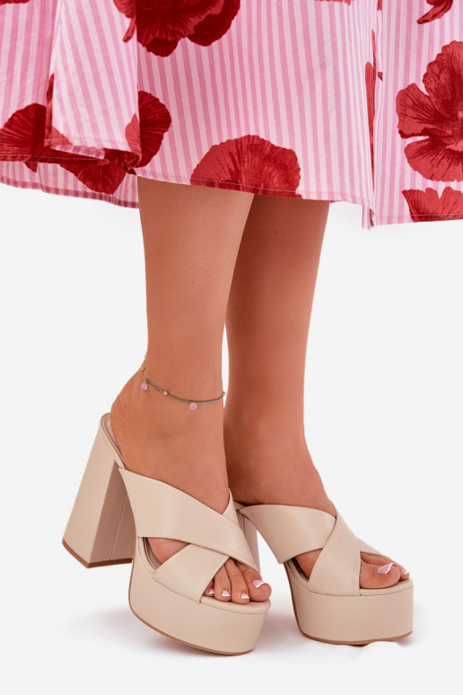 sieviešu čības ar platformu I  smilšu krāsas Lenobos sieviešu čības ar platformu I  smilšu krāsas Lenobos