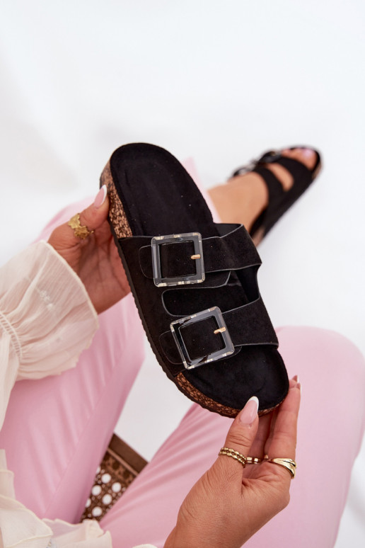 sieviešu čības ar sprādzēm  Melns Heartsle sieviešu čības ar sprādzēm  Melns Heartsle