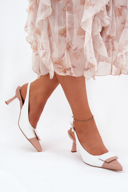 Eleganta stila augstpapēžu kurpes ar ornamentiem Eko   baltas krāsas Ottoles Eleganta stila augstpapēžu kurpes ar ornamentiem Eko   baltas krāsas Ottoles