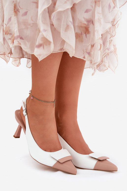 Eleganta stila augstpapēžu kurpes ar ornamentiem Eko   baltas krāsas Ottoles Eleganta stila augstpapēžu kurpes ar ornamentiem Eko   baltas krāsas Ottoles