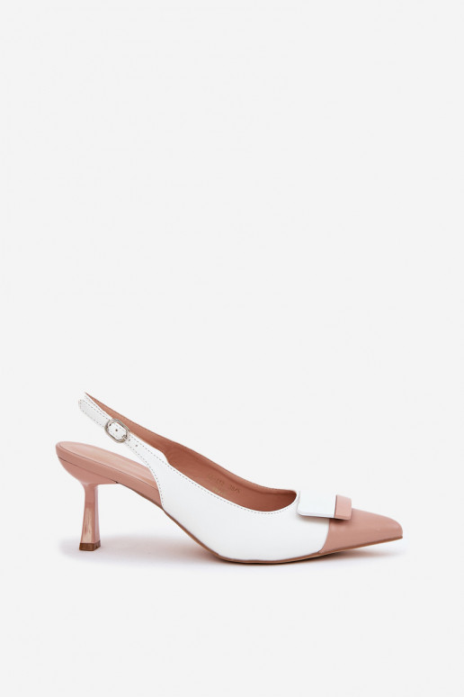 Eleganta stila augstpapēžu kurpes ar ornamentiem Eko   baltas krāsas Ottoles Eleganta stila augstpapēžu kurpes ar ornamentiem Eko   baltas krāsas Ottoles