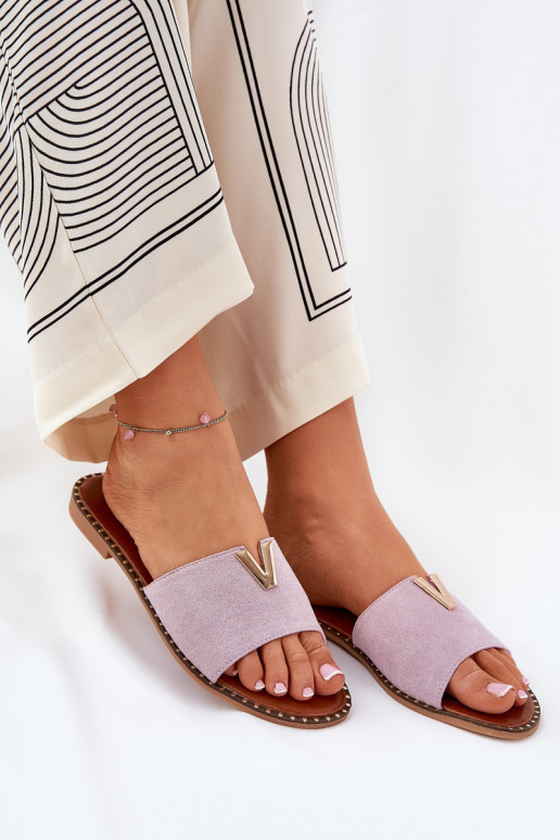 sieviešu čības ar platiem papēžiem  Detalami Violeta krāsa Saliena