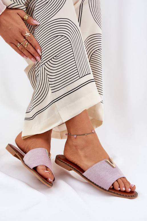 sieviešu čības ar platiem papēžiem  Detalami Violeta krāsa Saliena