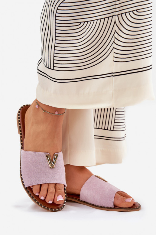 sieviešu čības ar platiem papēžiem  Detalami Violeta krāsa Saliena