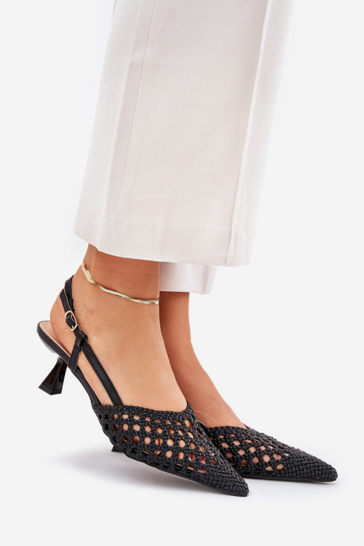 augstpapēžu kurpes Ze Szpiczastym Noskiem I Odkrytą Piętą Melns Umirana augstpapēžu kurpes Ze Szpiczastym Noskiem I Odkrytą Piętą Melns Umirana