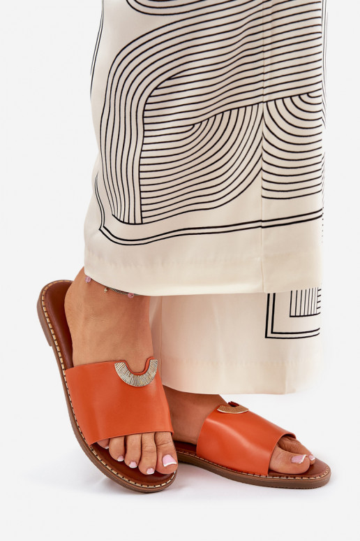 sieviešu čības Eko    Detalami oranžas krāsas Mevith