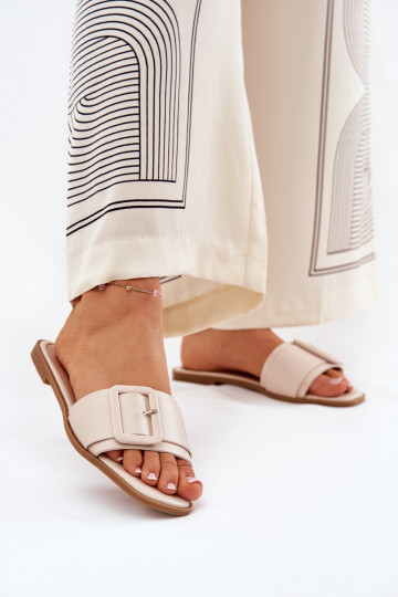 zempapēžu sieviešu čības Eko   ar sprādzēm smilšu krāsas Bamma