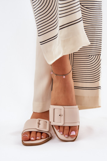 zempapēžu sieviešu čības Eko   ar sprādzēm smilšu krāsas Bamma 2