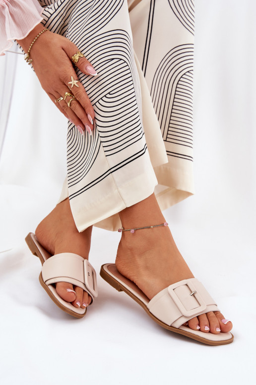 zempapēžu sieviešu čības Eko   ar sprādzēm smilšu krāsas Bamma