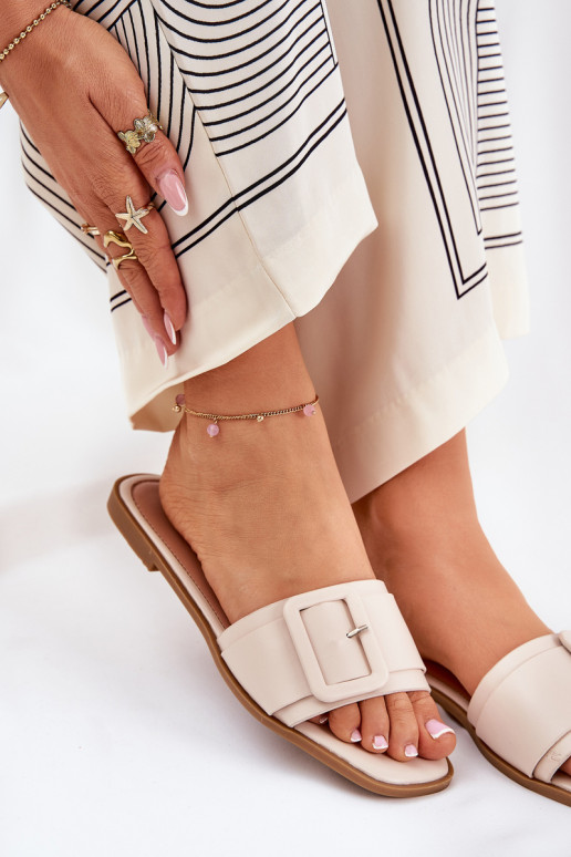 zempapēžu sieviešu čības Eko   ar sprādzēm smilšu krāsas Bamma