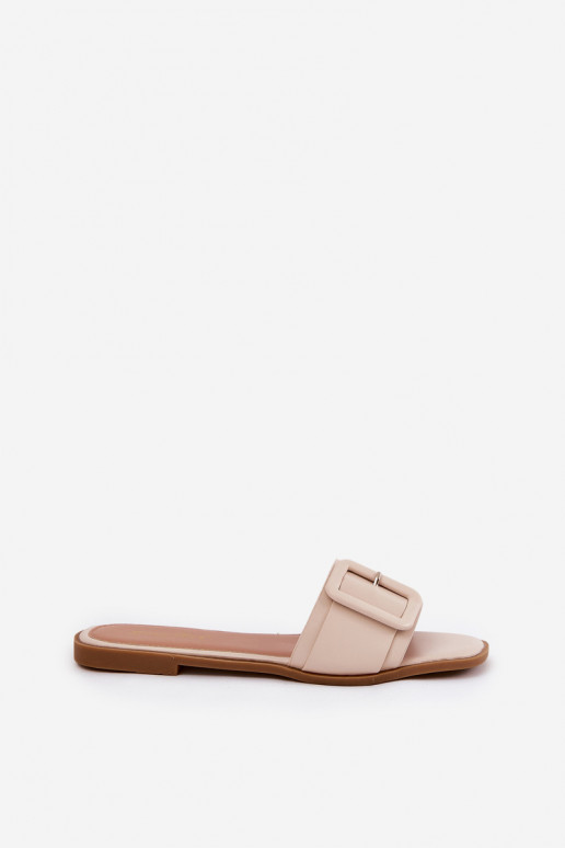 zempapēžu sieviešu čības Eko   ar sprādzēm smilšu krāsas Bamma