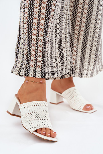 sieviešu čības  ar papēdi baltas krāsas Ciariloria 2