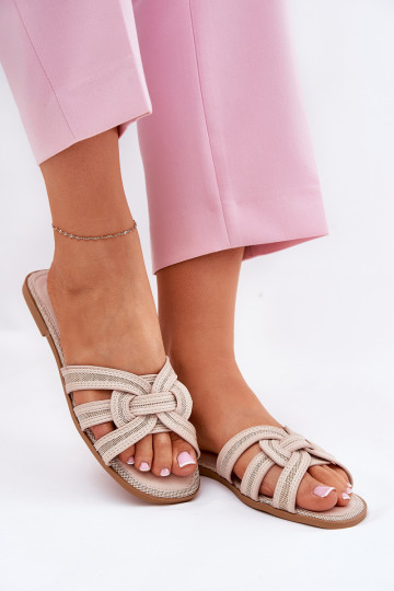 Čības  Z Przeplatającymi Się Paskami smilšu krāsas Acimine