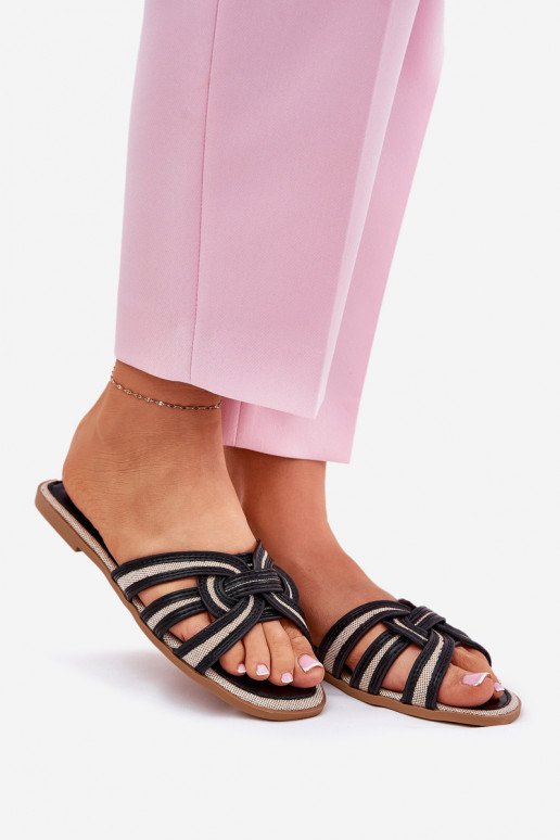 Čības  Z Przeplatającymi Się Paskami Melns Acimine