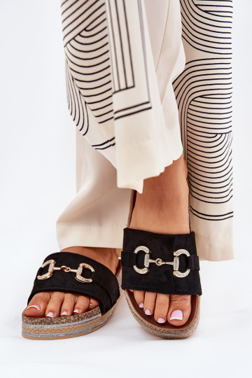 sieviešu čības ar platformu   Melns Morisela 2