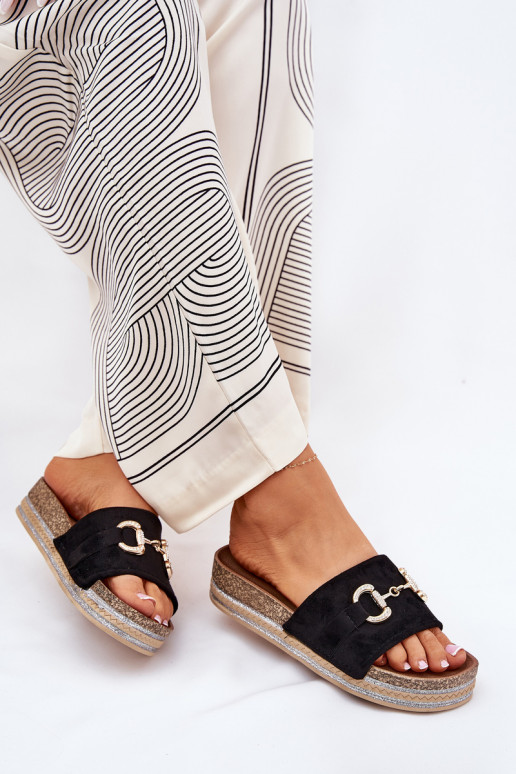 sieviešu čības ar platformu   Melns Morisela