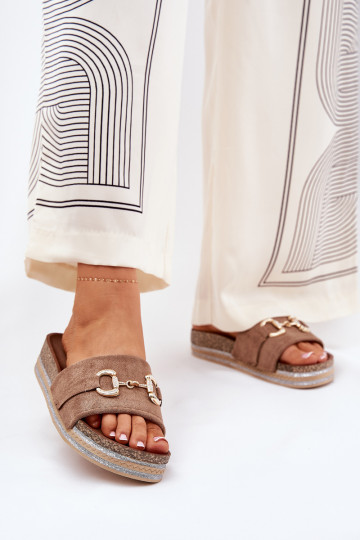 sieviešu čības ar platformu   Haki krāsas Morisela 2