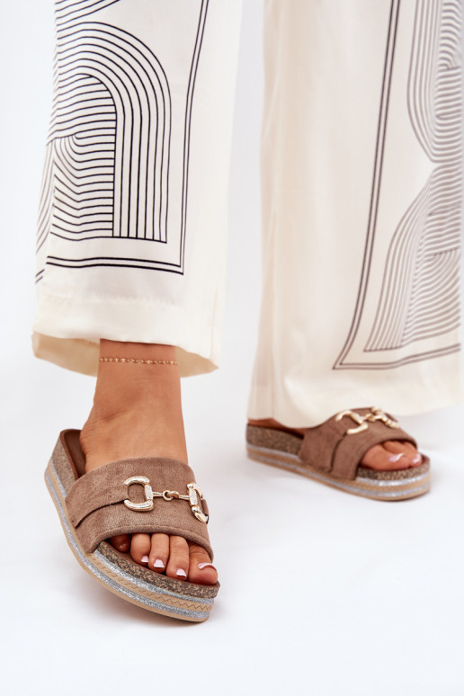 sieviešu čības ar platformu   Haki krāsas Morisela