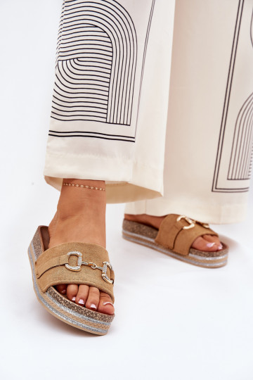 sieviešu čības ar platformu   brūnas krāsas Morisela